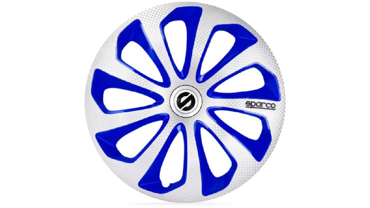 Enjoliveur+Sparco+Sicilia+14+pouces+argent%2Fblue%2Fcarbon%C3%A9+%28%C3%A0+l%27unit%C3%A9%29